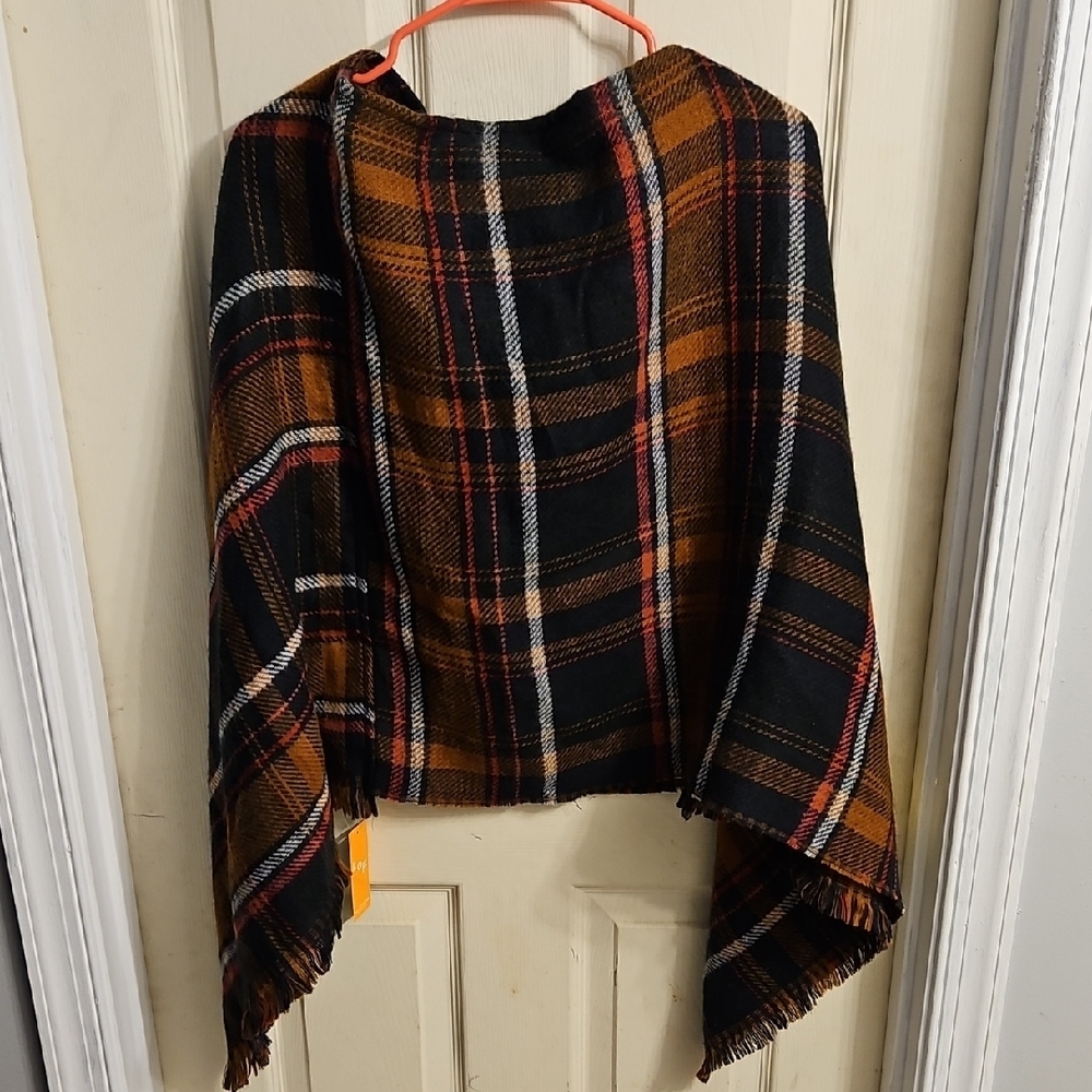 Plaid Shawl/poncho Wrap